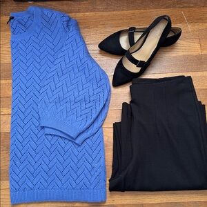 🪻Talbots Plus Petite periwinkle blue sweater w/chevron pattern. Size 2X petite.